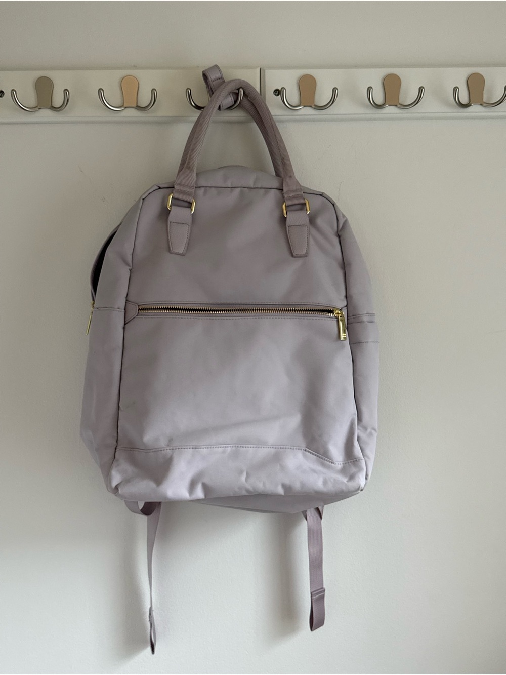 Lavender Backpack Tote with Gold Hardware and Laptop Sleeve